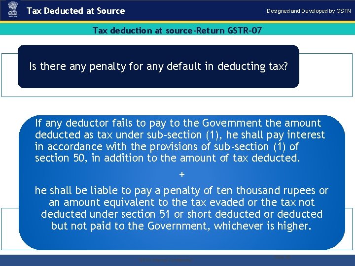 Tax Deducted at Source Designed and Developed by GSTN Tax deduction at source-Return GSTR-07