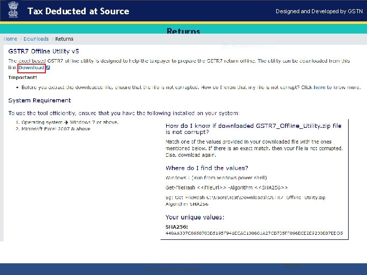 Tax Deducted at Source Designed and Developed by GSTN Returns . “GSTN Internal Confidential”