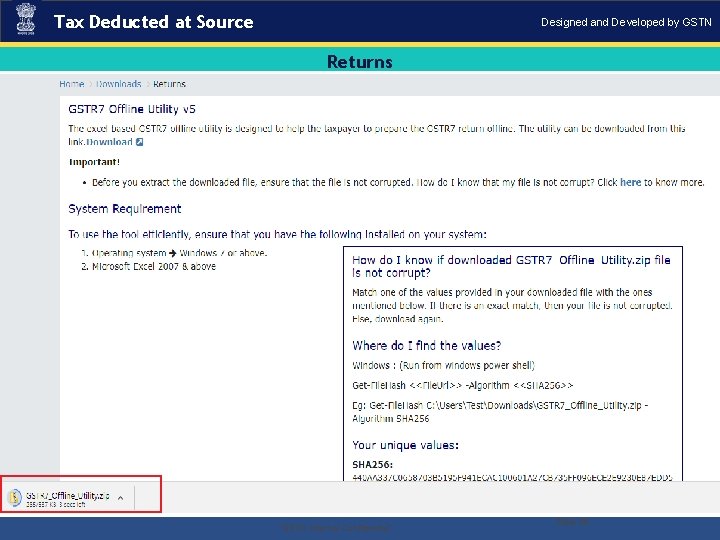 Tax Deducted at Source Designed and Developed by GSTN Returns . “GSTN Internal Confidential”
