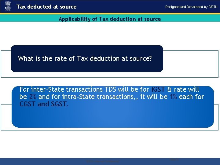 Tax deducted at source Designed and Developed by GSTN Applicability of Tax deduction at