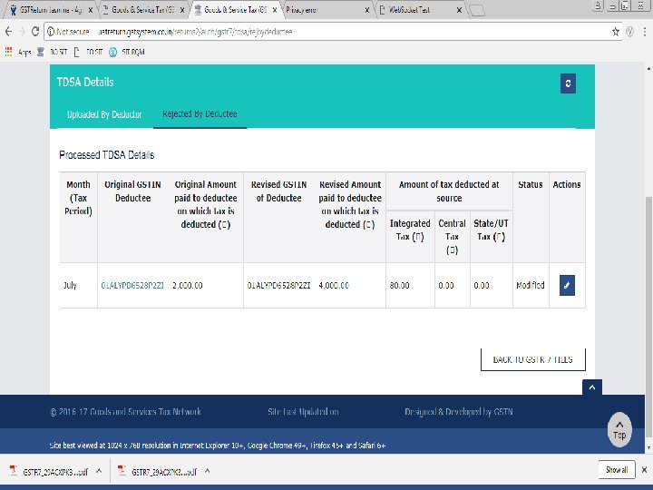 Designed and Developed by GSTN TDS TCS credit received Table . “GSTN Internal Confidential”