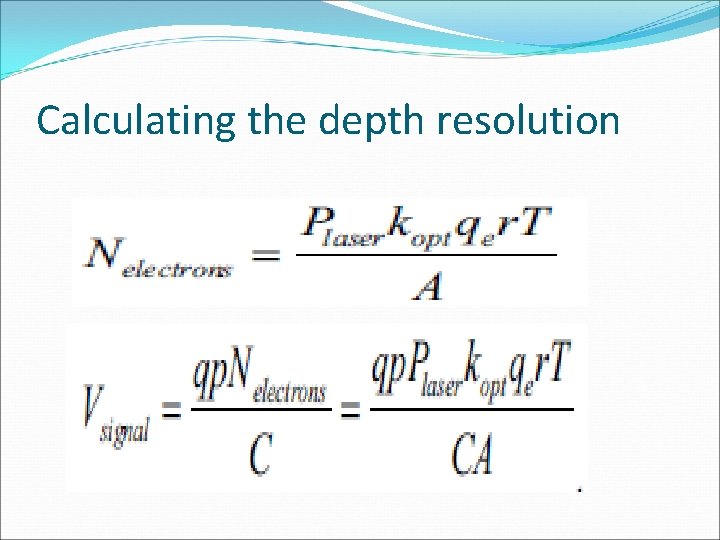 Calculating the depth resolution 