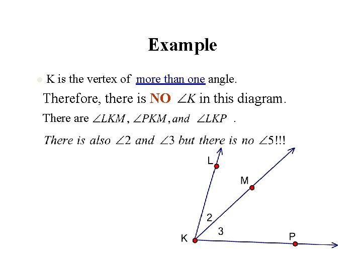Example l K is the vertex of more than one angle. Therefore, there is