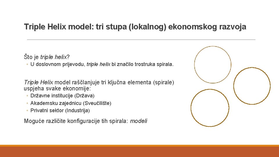 Triple Helix model: tri stupa (lokalnog) ekonomskog razvoja Što je triple helix? ◦ U