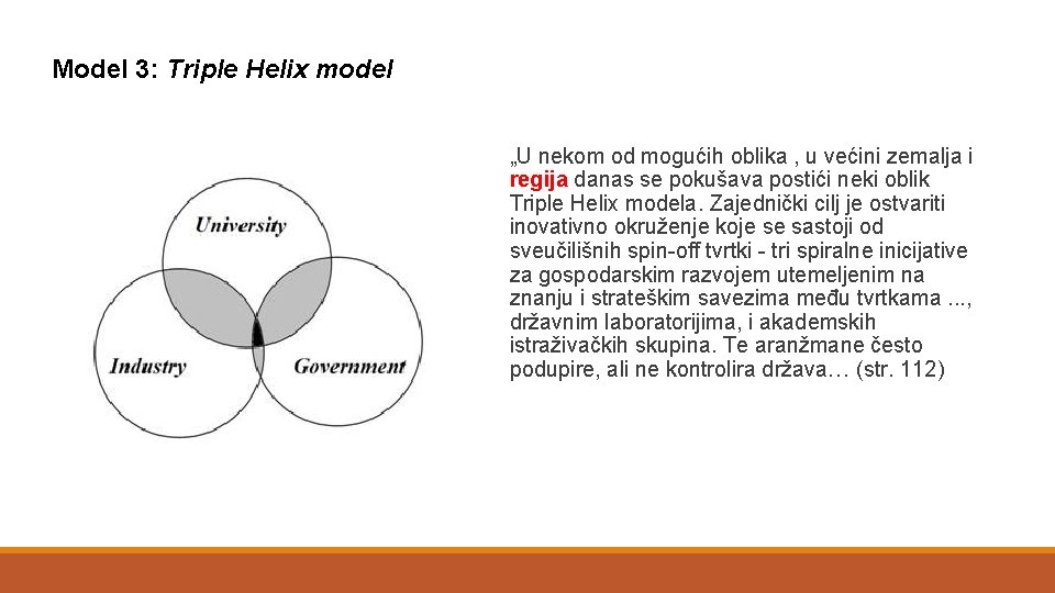 Model 3: Triple Helix model „U nekom od mogućih oblika , u većini zemalja