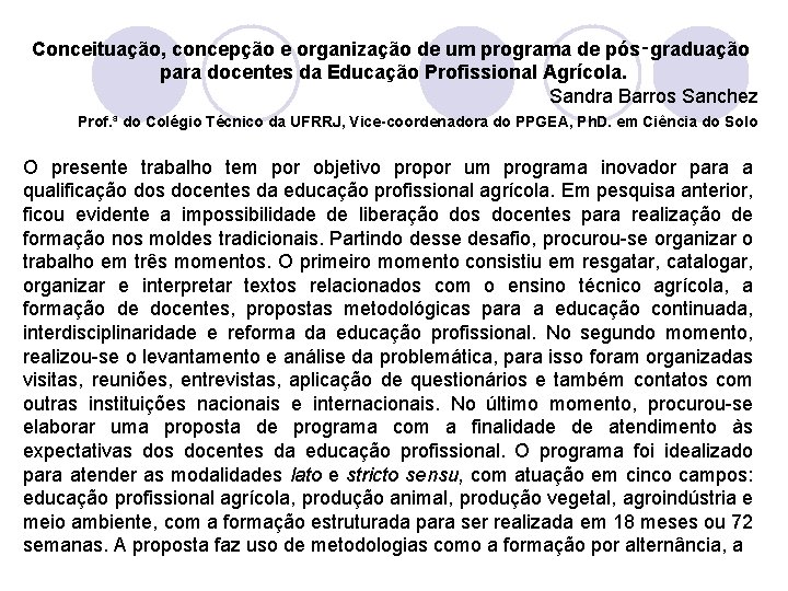 Conceituação, concepção e organização de um programa de pós‑graduação para docentes da Educação Profissional