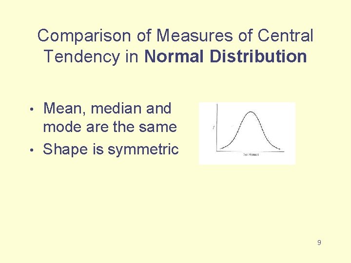 Comparison of Measures of Central Tendency in Normal Distribution Mean, median and mode are