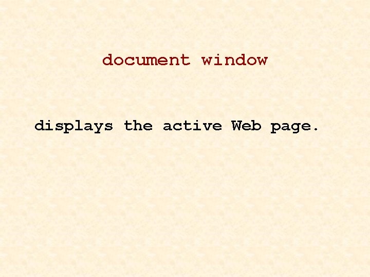document window displays the active Web page. 