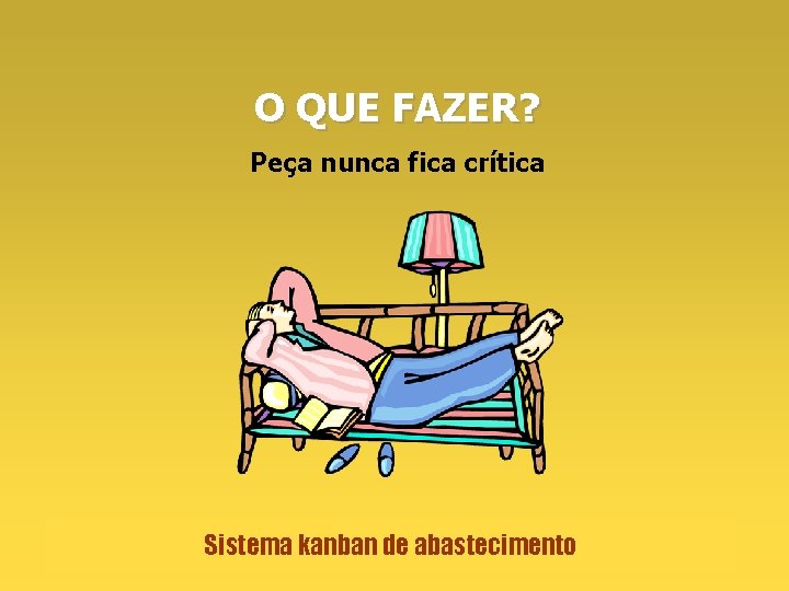 O QUE FAZER? Peça nunca fica crítica Sistema kanban de abastecimento 