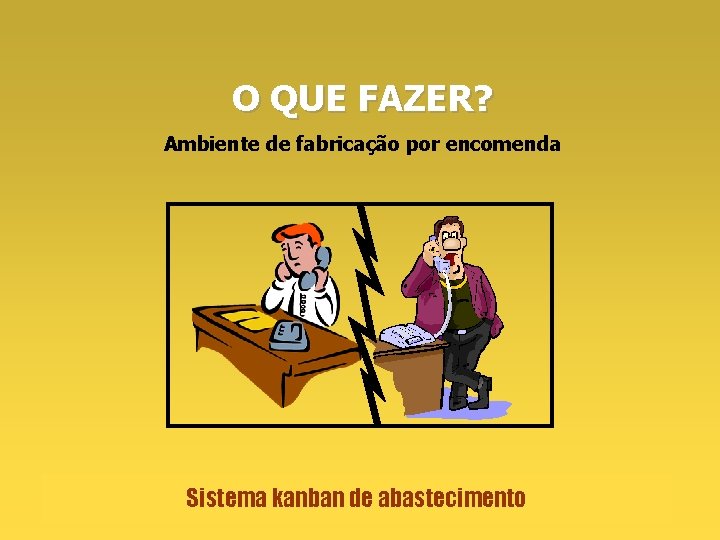 O QUE FAZER? Ambiente de fabricação por encomenda Sistema kanban de abastecimento 