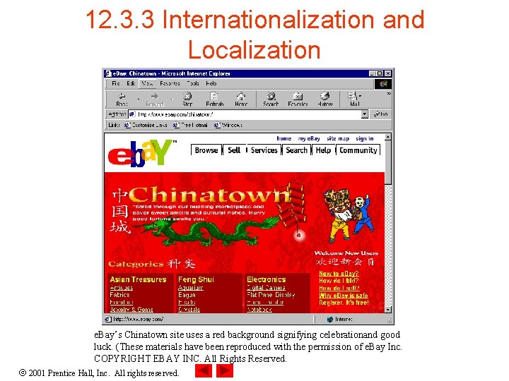 12. 3. 3 Internationalization and Localization e. Bay’s Chinatown site uses a red background
