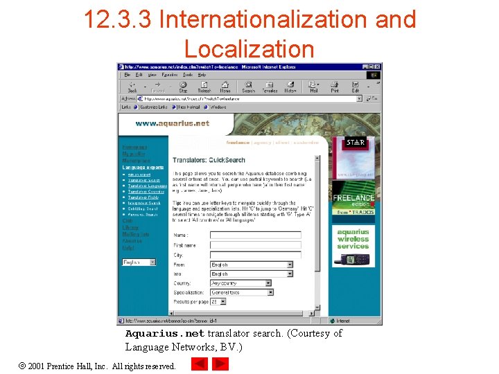 12. 3. 3 Internationalization and Localization Aquarius. net translator search. (Courtesy of Language Networks,