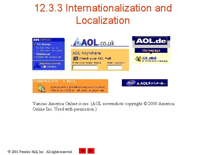 12. 3. 3 Internationalization and Localization Various America Online icons. (AOL screenshots copyright ©
