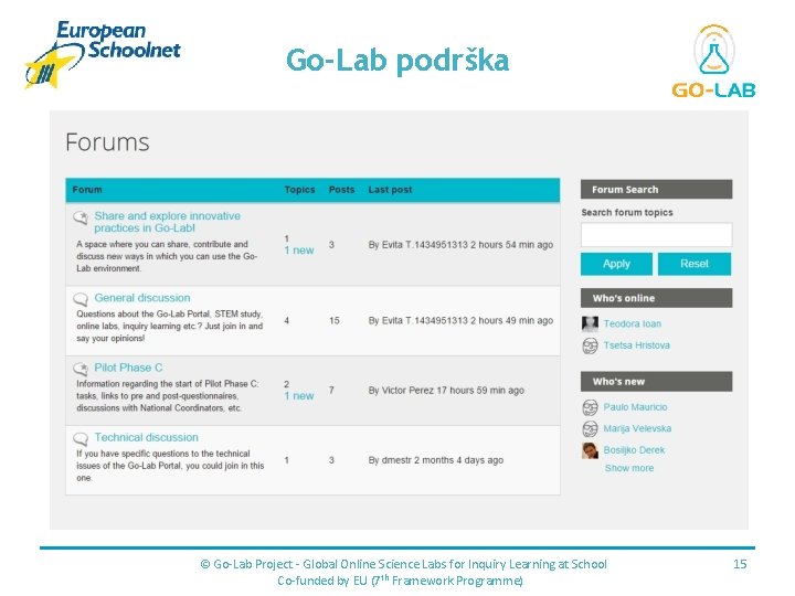 Place for your logo Go-Lab podrška © Go-Lab Project - Global Online Science Labs