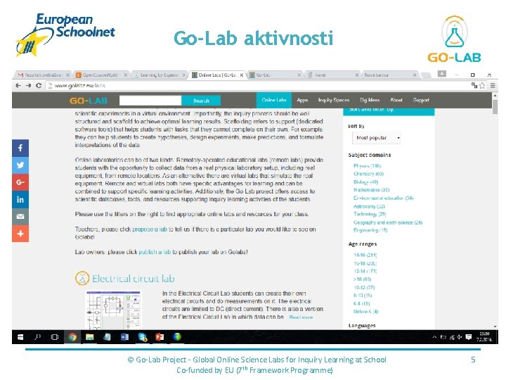 Place for your logo Go-Lab aktivnosti © Go-Lab Project - Global Online Science Labs