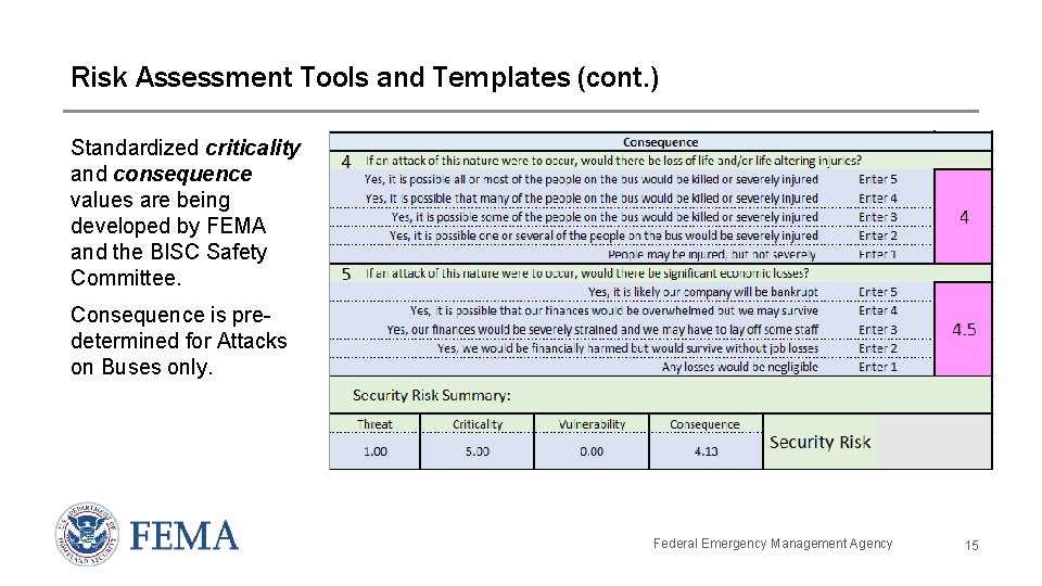 Risk Assessment Tools and Templates (cont. ) Standardized criticality and consequence values are being