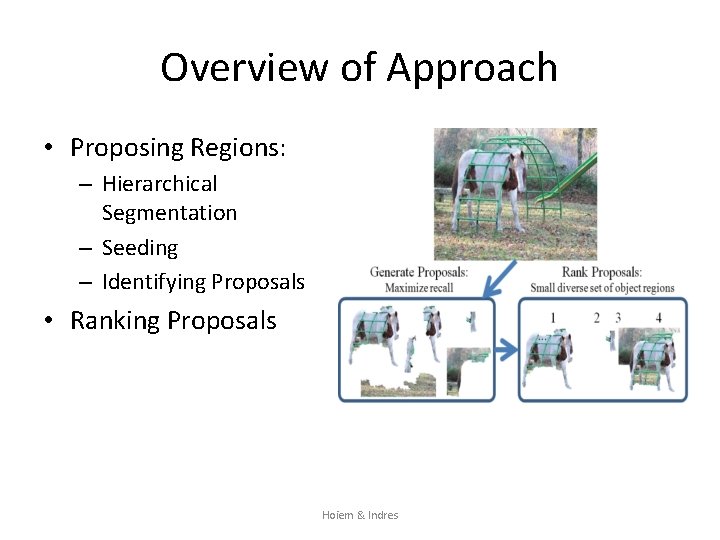 Overview of Approach • Proposing Regions: – Hierarchical Segmentation – Seeding – Identifying Proposals