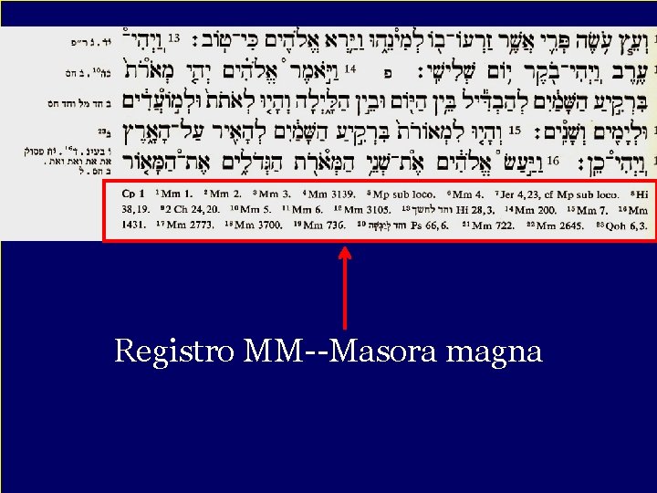 - Registro MM--Masora magna 