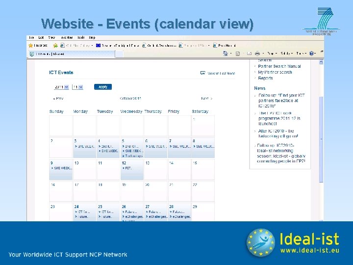 Website - Events (calendar view) 