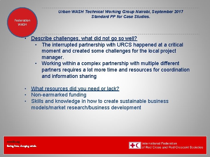 Federation Health WASH Wat. San/EH Urban WASH Technical Working Group Nairobi, September 2017 Standard Federation Health WASH Wat. San/EH Urban WASH Technical Working Group Nairobi, September 2017 Standard