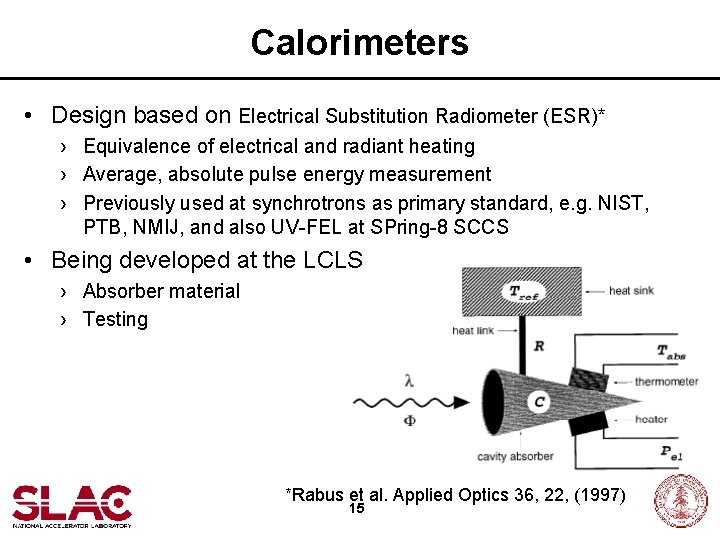 Calorimeters • Design based on Electrical Substitution Radiometer (ESR)* › Equivalence of electrical and