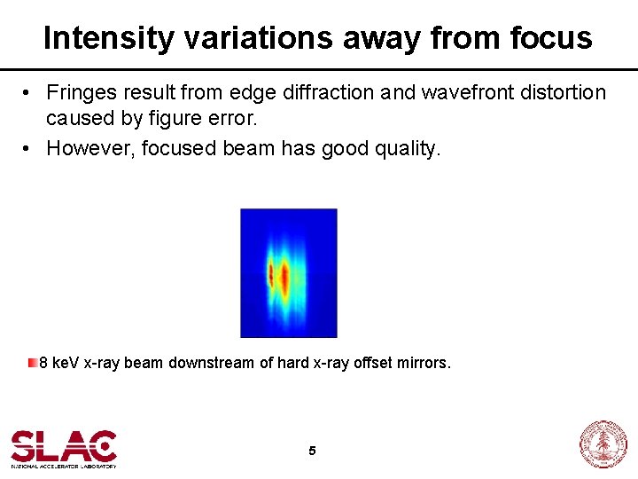 Intensity variations away from focus • Fringes result from edge diffraction and wavefront distortion