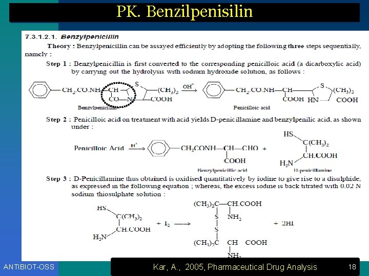 PK. Benzilpenisilin ANTIBIOT-OSS Kar, A. , 2005, Pharmaceutical Drug Analysis 18 