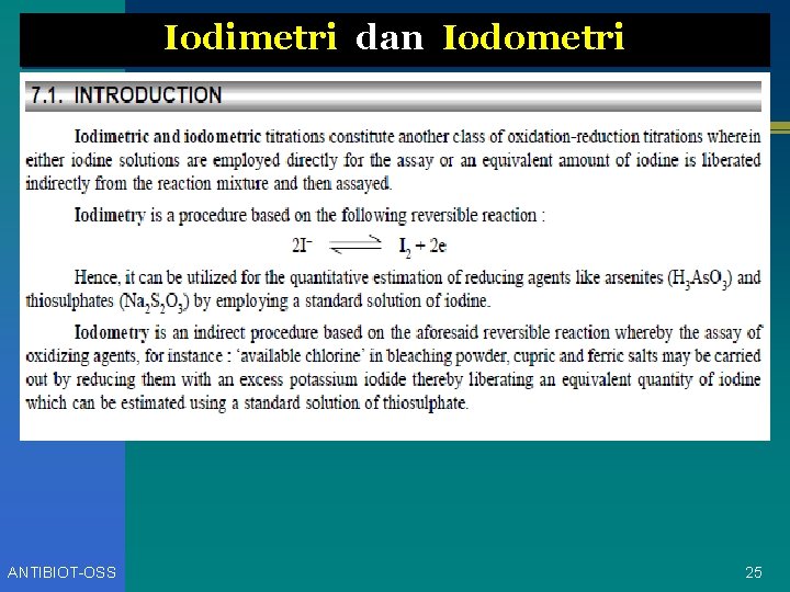 Iodimetri dan Iodometri ANTIBIOT-OSS 25 