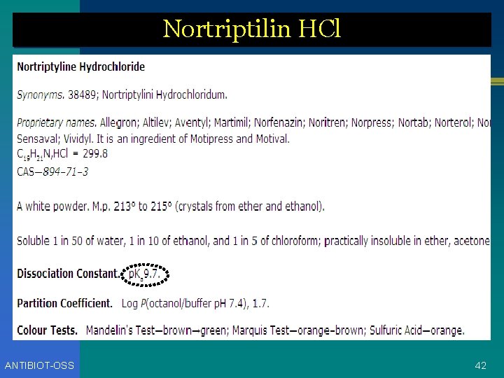 Nortriptilin HCl ANTIBIOT-OSS 42 