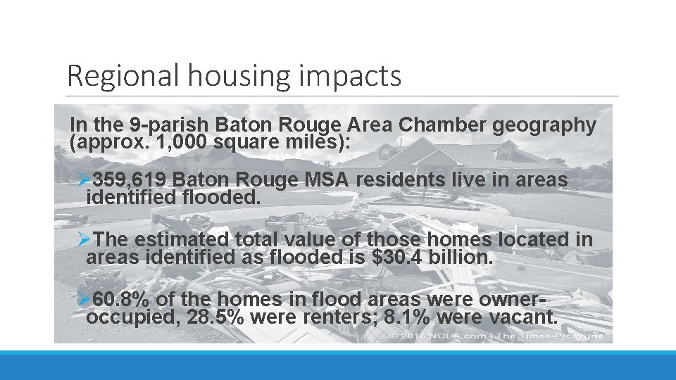 Regional housing impacts In the 9 -parish Baton Rouge Area Chamber geography (approx. 1,