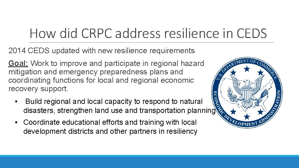 How did CRPC address resilience in CEDS 2014 CEDS updated with new resilience requirements