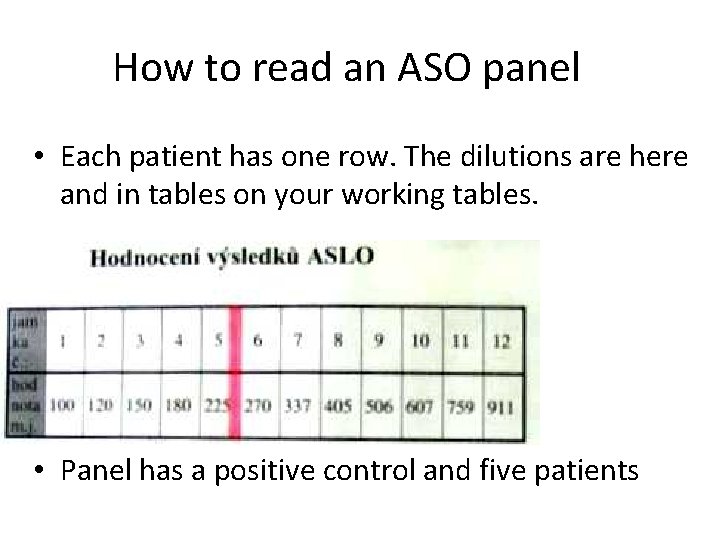 How to read an ASO panel • Each patient has one row. The dilutions