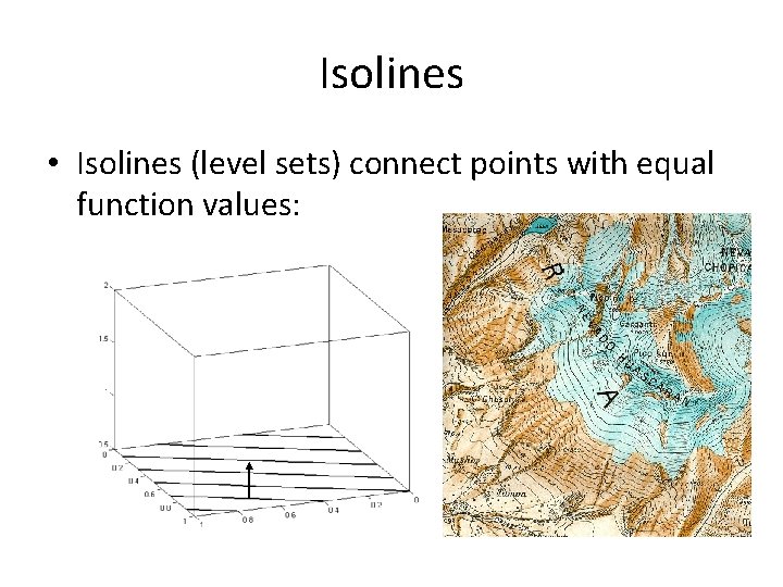 Isolines • Isolines (level sets) connect points with equal function values: 