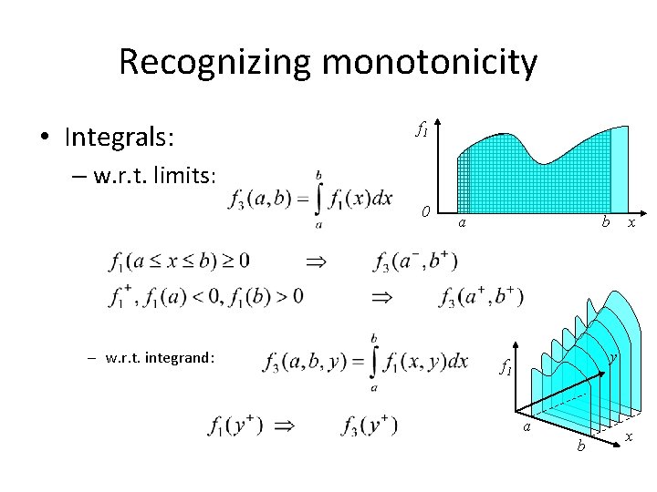 Recognizing monotonicity • Integrals: f 1 – w. r. t. limits: 0 – w.