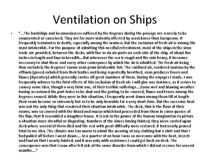 Ventilation on Ships • “. . . The hardships and inconveniences suffered by the