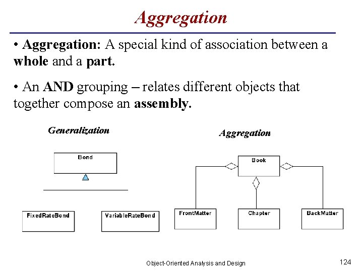 Aggregation • Aggregation: A special kind of association between a whole and a part.