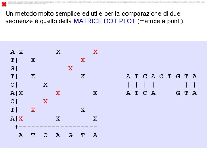 Un metodo molto semplice ed utile per la comparazione di due sequenze è quello