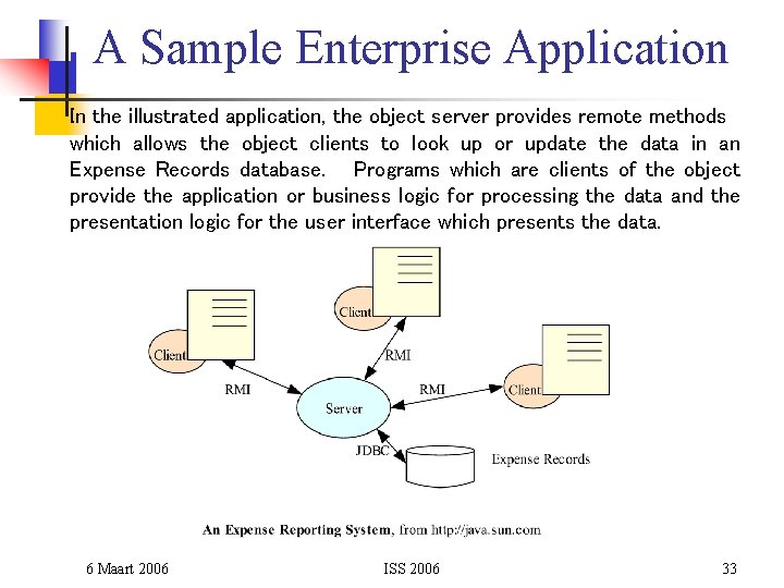 A Sample Enterprise Application In the illustrated application, the object server provides remote methods