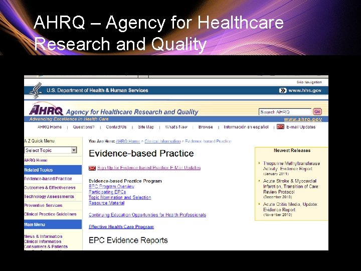 AHRQ – Agency for Healthcare Research and Quality 