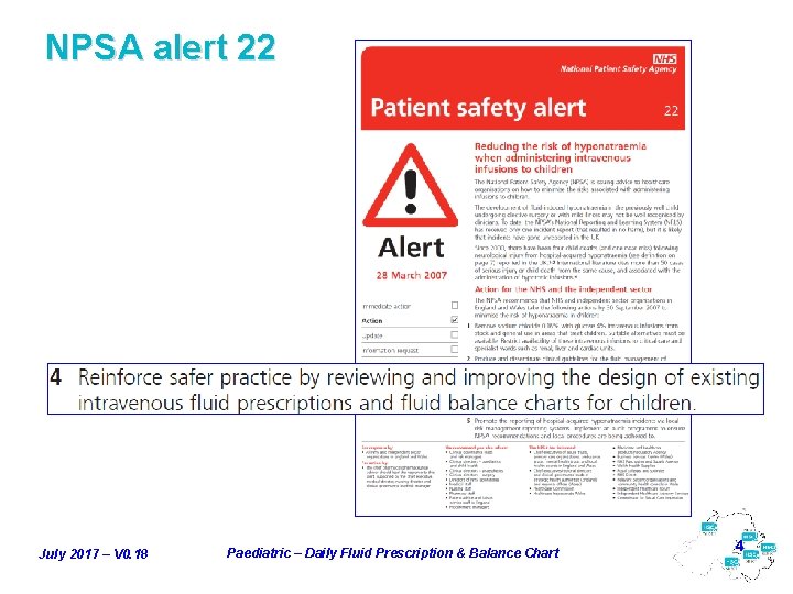 NPSA alert 22 July 2017 – V 0. 18 Paediatric – Daily Fluid Prescription