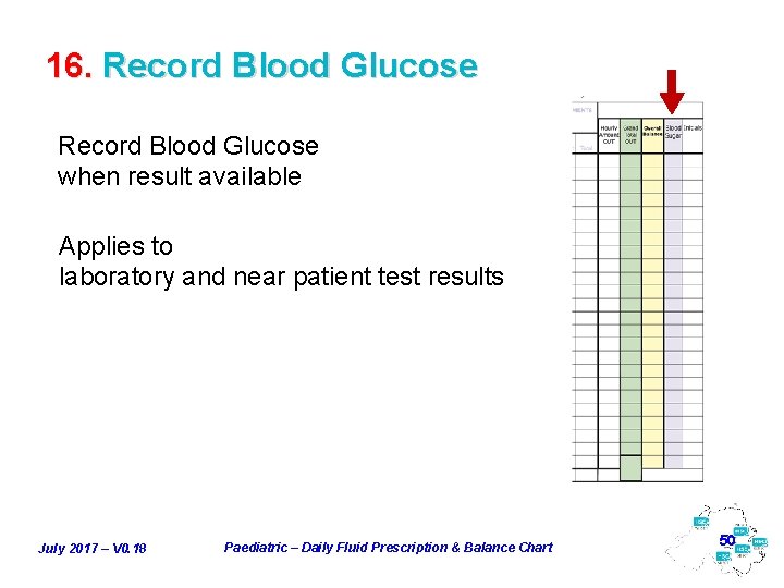 16. Record Blood Glucose when result available Applies to laboratory and near patient test