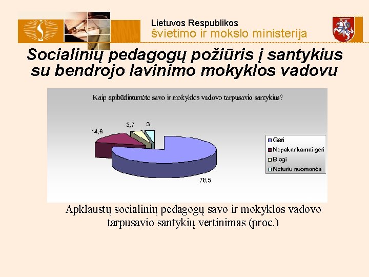  Lietuvos Respublikos švietimo ir mokslo ministerija Socialinių pedagogų požiūris į santykius su bendrojo