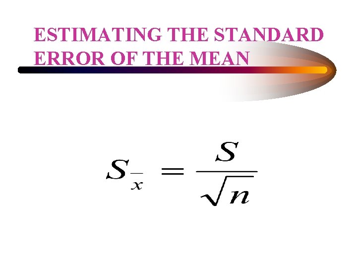 ESTIMATING THE STANDARD ERROR OF THE MEAN 