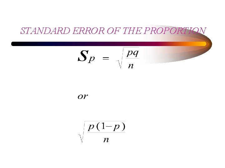 STANDARD ERROR OF THE PROPORTION 
