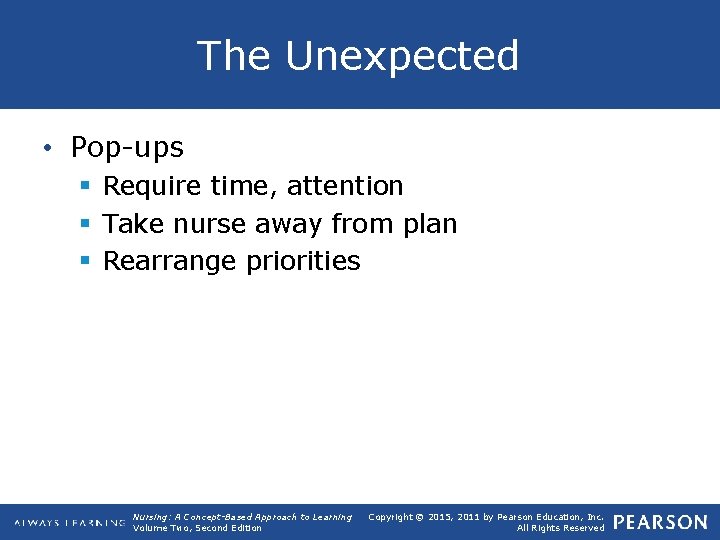 The Unexpected • Pop-ups § Require time, attention § Take nurse away from plan