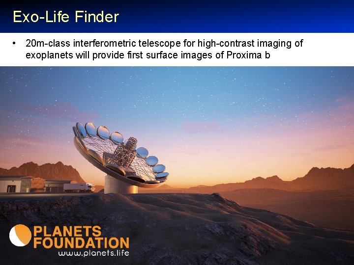 Exo-Life Finder • 20 m-class interferometric telescope for high-contrast imaging of exoplanets will provide