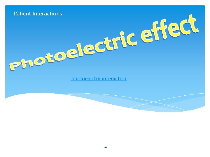 Patient Interactions photoelectric interaction 26 