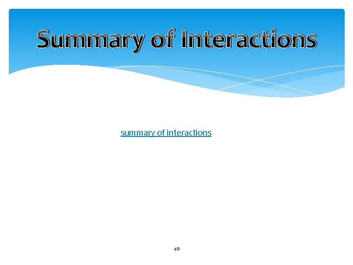 Summary of Interactions summary of interactions 48 