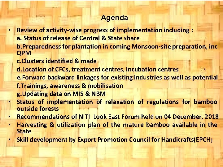 Agenda • Review of activity-wise progress of implementation including : a. Status of release