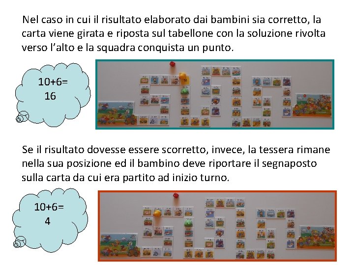 Nel caso in cui il risultato elaborato dai bambini sia corretto, la carta viene